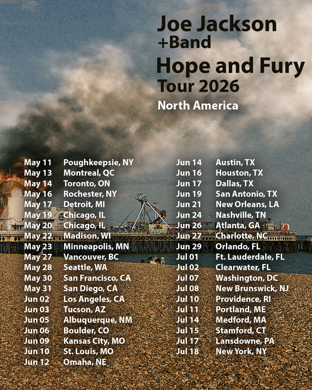 Joe Jackson Hope and Fury Tour Poster 2026
