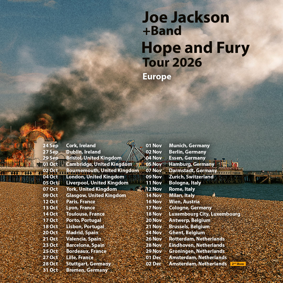 Joe Jackson Hope and Fury Tour Poster 2026